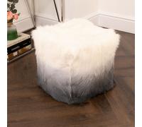 Native Natural Goatskin Ombre Pouf (Cover Only) in Charcoal Native Natural Charcoal