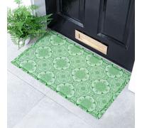 Native Natural Green Flower Pattern Indoor & Outdoor Doormat - 70X40Cm