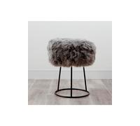 Native Natural Grey Metal Sheepskin Stool Native Natural Grey
