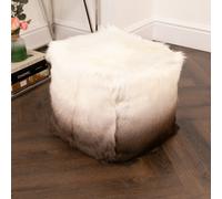Native Natural Ivory/brown Goatskin Ombre Pouf Cover