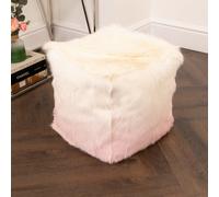 Native Natural Ivory/pink Goatskin Ombre Pouf Cover