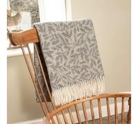 Native Natural Leaf Pattern Grey Wool Blanket