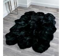 Native Natural Luxurious Sextuple Black Sheepskin Rug