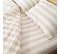 Native Natural Natural Stripes Double 100% Linen Fitted Sheet (140X190Cm)