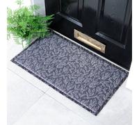 Native Natural Navy Leaf Pattern Doormat (70 X 40Cm)