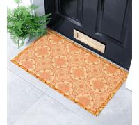 Native Natural Orange Floral Pattern Indoor & Outdoor Doormat - 70X40Cm