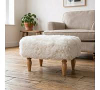 Native Natural Shearling Lambskin Ivory White Stool
