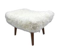 Native Natural Shearling Sheepskin White Footstool Native Natural White