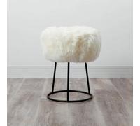 Native Natural Sheepskin Stool With Metal Legs