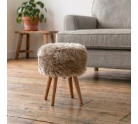 Native Natural Sheepskin Stool With Wooden Legs