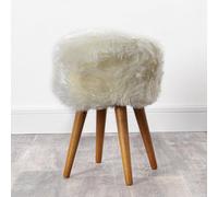 Native Natural Sheepskin Stool With Wooden Legs