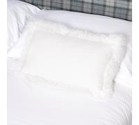 Native Natural White Linen Cushion Sheepskin Trim 30x50cm | Size: Double Native Natural White Double