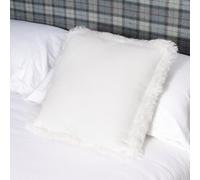 Native Natural White Linen Cushion Sheepskin Trim 45X45Cm