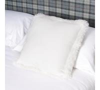 Native Natural White Linen Cushion Sheepskin Trim 45x45cm | Size: Double Native Natural White Double