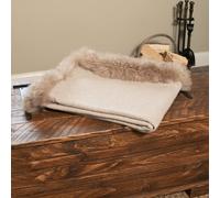 Native Natural Woven Beige Wool Blanket Sheepskin Trim | Size: Double Native Natural Beige Double