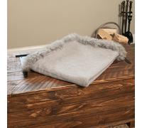Native Natural Woven Grey Wool Blanket Sheepskin Trim | Size: Double Native Natural Grey Double