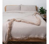 Native Natural Woven Wool Blanket With Sheepskin Trim