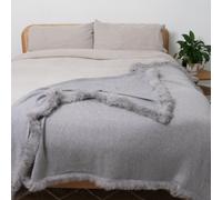 Native Natural Woven Wool Blanket With Sheepskin Trim