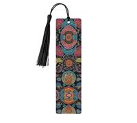 Native Patterns -Print Wooden Bookmarks with Tassel for Readers and Book Lovers - Artistic Handmade Gifts for Teachers Colleagues Office Desk Decor.