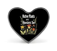 Native Plants Are Hoosiers Too Printed Heart Brooches Colorful Fashion Pins Badge for Backpacks Shirts Scarf