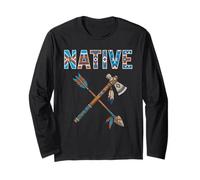 Native Pride Crossed Arrow & Tomahawk Indigenous Symbol Long Sleeve T-Shirt