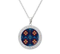 Native Southwes U.S. Indian Fabric Personalized Picture Necklace Photo Pendant Custom Memorial Jewelry for Women