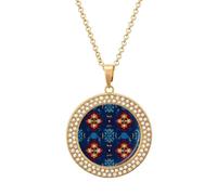 Native Southwes U.S. Indian Fabric Personalized Picture Necklace Photo Pendant Custom Memorial Jewelry for Women