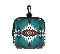 Native Southwest American Indian Aztec Navajo, Square Zipper Storage Bag, Neoprene Coin Purse, Small Wallets, Change Pouch, Change Purse