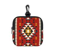 Native Southwest American Indian Aztec Navajo, Square Zipper Storage Bag, Neoprene Coin Purse, Small Wallets, Change Pouch, Change Purse