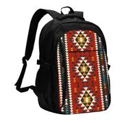 Native Southwest American Indian Aztec Navajo, Travel Backpack Casual School Bags Laptop Rucksack With USB Charging Port For Men Women