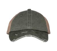 Native Spirit Men's Destroy Washed Trucker Cap in Dark Green Native Spirit Dark Green One Size