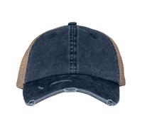 Native Spirit Men's Destroy Washed Trucker Cap in Mid Navy Native Spirit Mid Navy One Size
