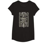 Native Stone Tools Primitive Archaeology Collector Art T-Shirt, Girls, Black, Small