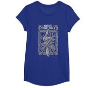 Native Stone Tools Primitive Archaeology Collector Art T-Shirt, Girls, Royal Blue, Small