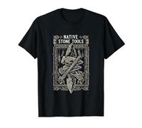 Native Stone Tools Primitive Archaeology Collector Art T-Shirt, Men, Black, 3X-Large