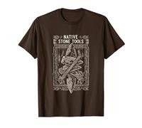 Native Stone Tools Primitive Archaeology Collector Art T-Shirt, Men, Brown, Small