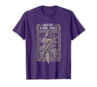 Native Stone Tools Primitive Archaeology Collector Art T-Shirt, Men, Purple, Small