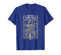 Native Stone Tools Primitive Archaeology Collector Art T-Shirt, Men, Royal Blue, XX-Large