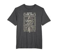 Native Stone Tools Primitive Archaeology Collector Art T-Shirt, Men's Big and Tall, Dark Heather Grey, 4X Tall