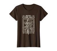 Native Stone Tools Primitive Archaeology Collector Art T-Shirt, Women, Brown, X-Small