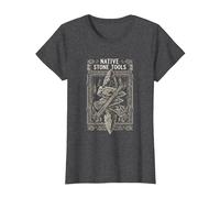 Native Stone Tools Primitive Archaeology Collector Art T-Shirt, Women, Dark Heather Grey, Small