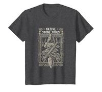 Native Stone Tools Primitive Archaeology Collector Art T-Shirt, Youth, Dark Heather Grey, X-Small