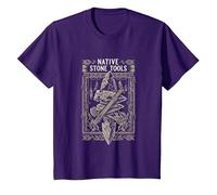 Native Stone Tools Primitive Archaeology Collector Art T-Shirt, Youth, Purple, Small