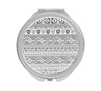 Native Tribal Ethnic Style Black White Vintage Retro Folding Make Up Mirror, Compact 2X/1X Magnification Mirror, Women Portable Travel Makeup Mirror 2.4 x 2.4 inch