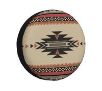 Native Tribal Woven Pattern in Browns, Black, Rust Spare Tire Cover Waterproof Universal Wheel for RV SUV Truck