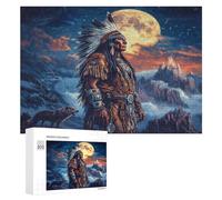 Native U.S. Chief Moon Funny Wooden Picture Puzzle Wood Jigsaw Creative Gift for Adults And Family Game