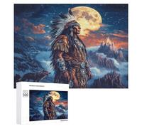 Native U.S. Chief Moon Funny Wooden Picture Puzzle Wood Jigsaw Creative Gift for Adults And Family Game