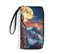 Native U.S. Chief Moon Leather Wallet Casual Coin Purse with Hand Strap Slim Travel Wallets Credit Card Holder for Daily Use Gifts
