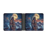 Native U.S. Chief Moon Leather Wallet Slim Bifold Wallets PU Cloth with 12 Card Long Clutch Handbag for Men Women