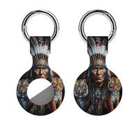 Native U.S. Chief Tiger Funny Protective Case Compatible with Airtag GPS Tag Tracker Cover for Pet Luggage Key
